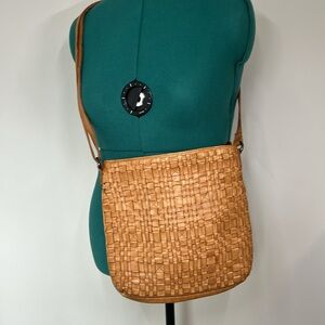 Woven Tan Crossbody Bag